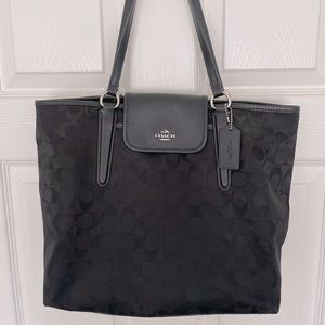 Coach Logo Nylon Ziptop Tote